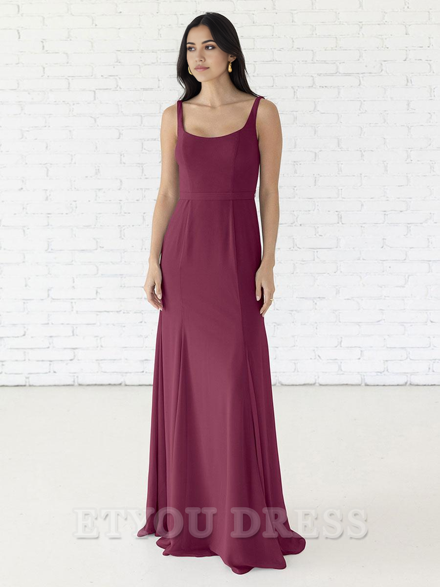 A-Line Floor-Length Zipper Chiffon formal dresses Bridesmaid Dresses evening gown Prom Dress